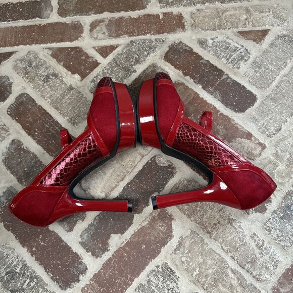 Limelight MINX Super Sexy Red Platform Stiletto Mary Jane Heels Women's Size 8.5 - Picture 10 of 15
